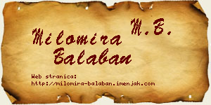 Milomira Balaban vizit kartica